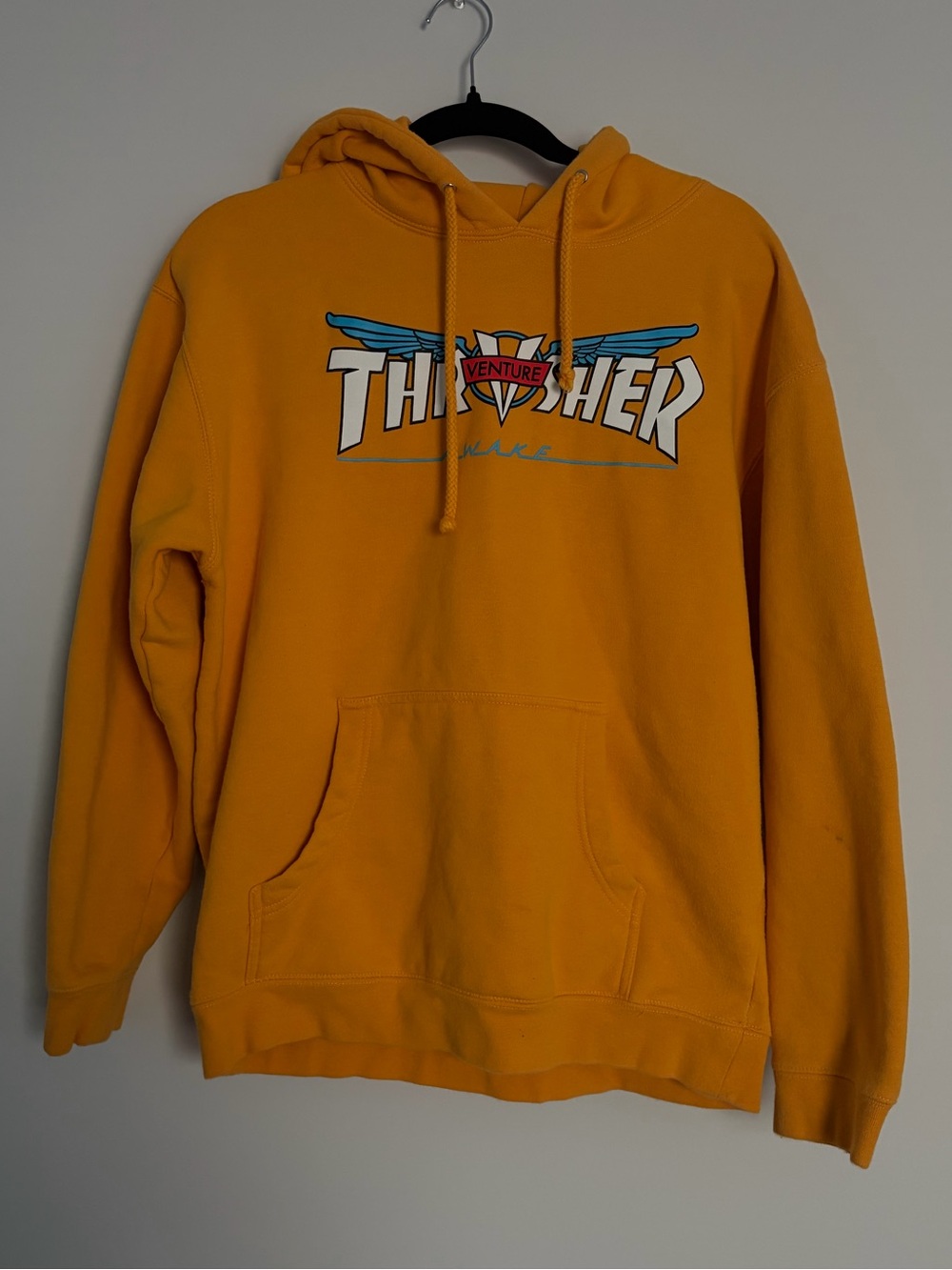 Thrasher x Venture Trucks Collab Hoodie Gold M Skate Y2K Streetwear Graphic